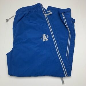 Vintage Athletic Works Nylon Pants Blue Convertible Shorts Baggy Y2K Mens XL